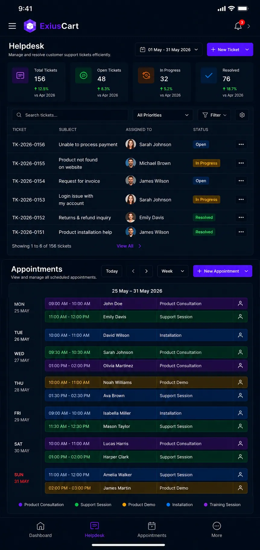 Helpdesk & Appointments mobile