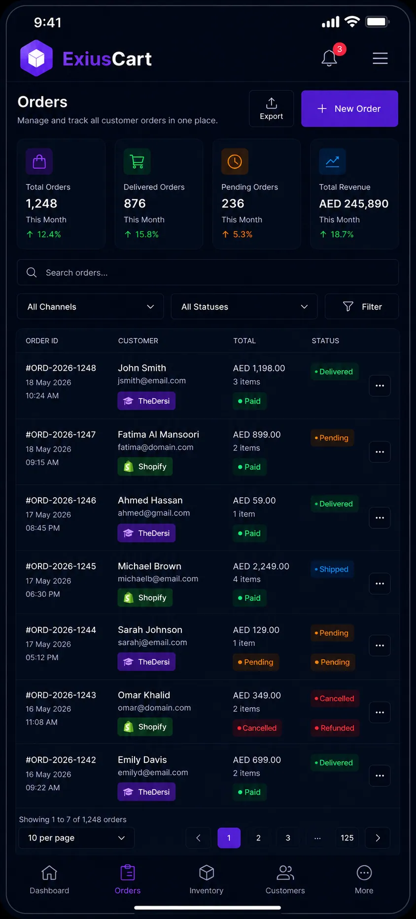 Orders mobile