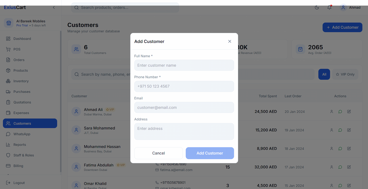 Customer Management Dashboard